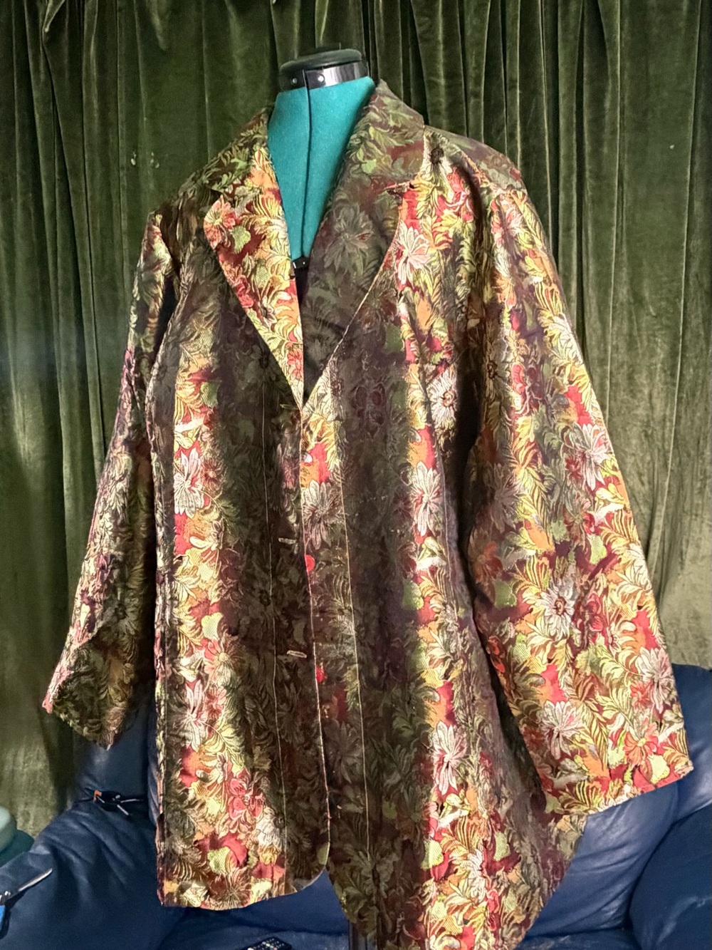 Floral Jacquard Statement Coat - Multicolor
